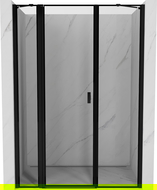 Mexen Mist balos zuhanyajtó 140 cm, fekete keret, fekete - 8A4-140-001-70-70-L