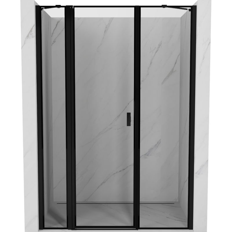 Mexen Mist ușă de duș pivotantă stânga 145 cm, ramă neagră, negru - 8A4-145-001-70-70-L