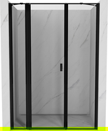 Mexen Mist uși de duș batante stânga 155 cm, ramă neagră, negru - 8A4-155-001-70-70-L