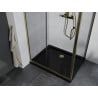 Cabină de duș glisantă Mexen Apia 140 x 80 cm, transparentă, aurie + cădiță de duș Flat, neagră - 840-140-080-50-00-4070G