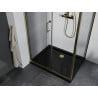 Cabină de duș glisantă Mexen Apia 140 x 80 cm, transparentă, aurie + cădiță de duș Flat, neagră - 840-140-080-50-00-4070G