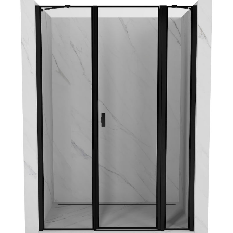Mexen Mist ușă de duș batantă dreaptă 155 cm, ramă neagră, negru - 8A4-155-001-70-70-P
