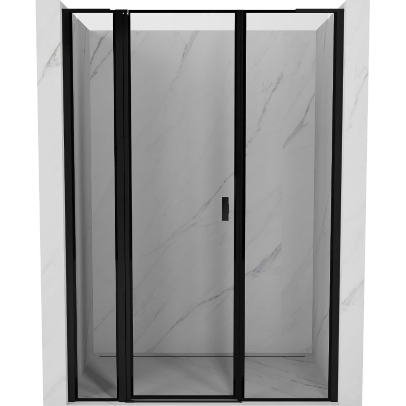 Mexen Mist L uși de duș pivotante stânga 155 cm, ramă neagră, negru - 8A4L-155-001-70-70-L