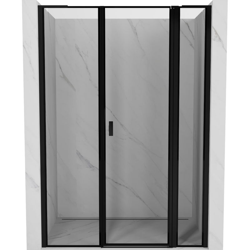 Mexen Mist L ușă de duș batantă dreaptă 145 cm, cadru negru, negru - 8A4L-145-001-70-70-P