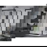 Mexen Apia cabină de duș extensibilă 90 x 90 cm, transparent, Neagră + cadă de duș Flat, Albă- 840-090-090-70-00-4010B