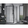 Mexen Apia cabină de duș glisantă 90 x 90 cm, transparentă, neagră + cadă de duș Flat, alb - 840-090-090-70-00-4010B