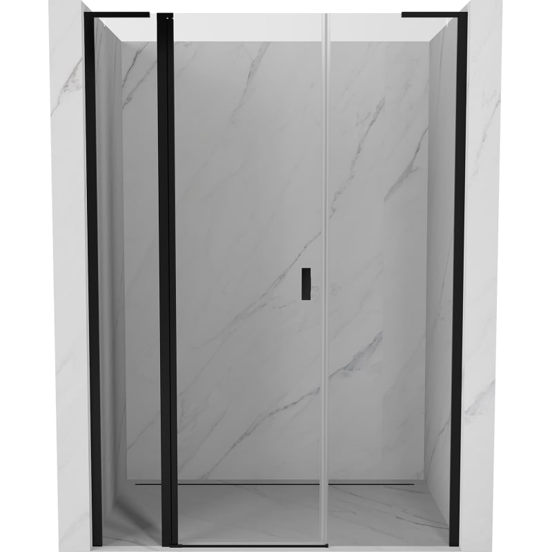 Mexen Mist L uși de duș batante 135 cm, transparente, negre - 8A4L-135-001-70-00