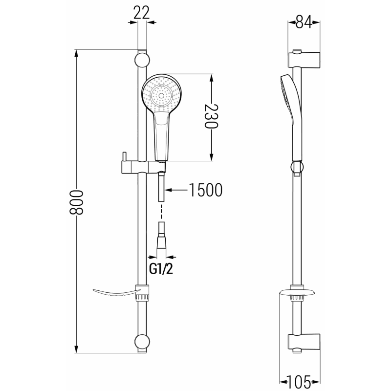 Mexen DF05 set de duș glisant, crom - 785054582-00