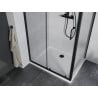 Mexen Apia cabină de duș glisantă 100 x 80 cm, transparentă, neagră + cadă pentru duș Flat, albă- 840-100-080-70-00-4010B