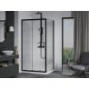 Mexen Apia cabină de duș glisantă 100 x 80 cm, transparentă, neagră + cadă pentru duș Flat, albă- 840-100-080-70-00-4010B