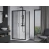 Mexen Apia cabină de duș glisantă 100 x 80 cm, transparentă, neagră + cadă pentru duș Flat, albă- 840-100-080-70-00-4010B