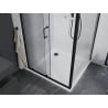 Mexen Apia cabină de duș culisantă 100 x 100 cm, transparentă, neagră + cădiță Flat, albă- 840-100-100-70-00-4010B