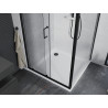 Mexen Apia cabina de duș glisantă 100 x 100 cm, transparentă, neagră + cadă de duș Flat, albă - 840-100-100-70-00-4010B