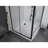 Mexen Apia cabină de duș culisantă 100 x 100 cm, transparentă, neagră + cădiță Flat, albă- 840-100-100-70-00-4010B