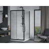 Mexen Apia cabina de duș glisantă 100 x 100 cm, transparentă, neagră + cadă de duș Flat, albă - 840-100-100-70-00-4010B