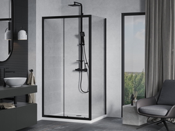 Mexen Apia 110 x 70 cm-es tolóajtós zuhanykabin, áttetsző, fekete + Flat zuhanytálca, fehér - 840-110-070-70-00-4010B