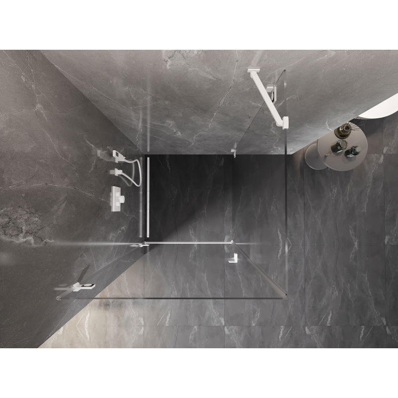 Mexen Lunar-B cabină de duș cu ușă batantă stânga 70 x 70 cm, transparent, alb - 832-070-070-20-00-L