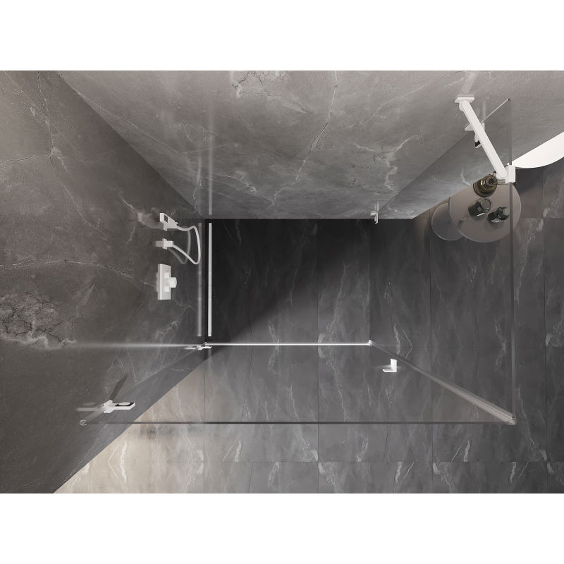 Mexen Lunar-B cabină de duș batantă stânga 100 x 90 cm, transparent, albă - 832-100-090-20-00-L