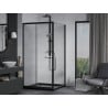 Cabină de duș culisantă Mexen Apia 90 x 90 cm, transparentă, neagră + cadă Flat, neagră - 840-090-090-70-00-4070B