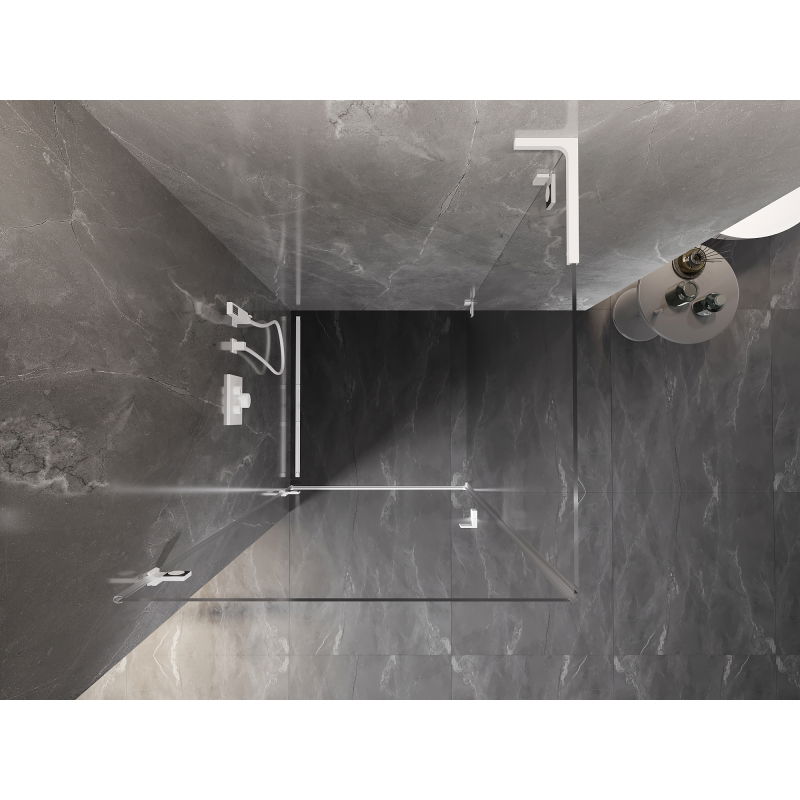 Mexen Cabina de duș Lunar-B L cu ușă rabatabilă stânga 70 x 70 cm, transparentă, albă - 832L-070-070-20-00-L