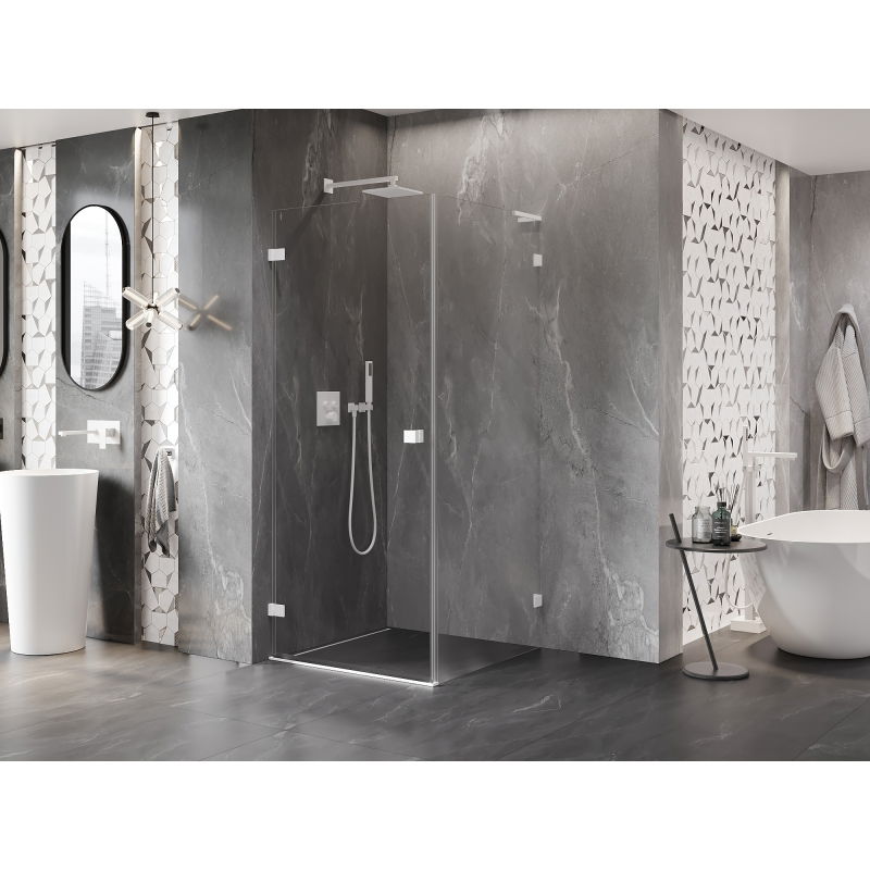 Mexen Lunar-B L cabină de duș pivotantă stânga 90 x 90 cm, transparent, albă - 832L-090-090-20-00-L