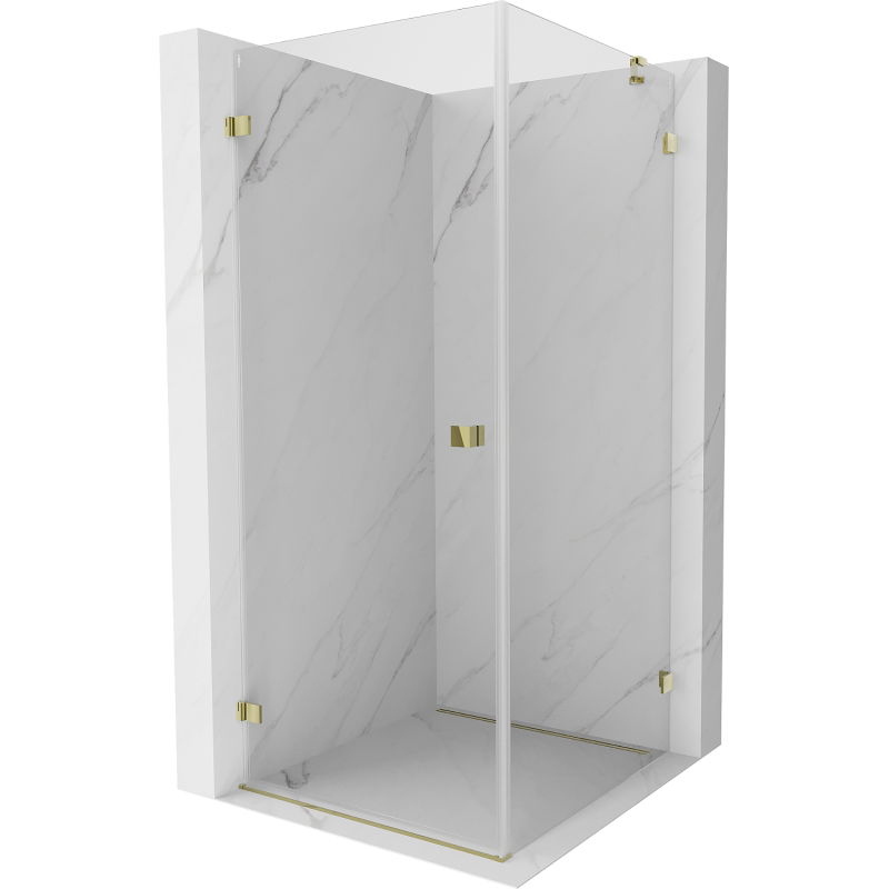 Mexen Lunar-B cabină de duș pivotantă stânga 90 x 90 cm, transparentă, auriu - 832-090-090-50-00-L