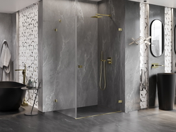 Mexen Lunar-B jobbos, nyíló zuhanykabin 75 x 70 cm, átlátszó, arany - 832-075-070-50-00-P