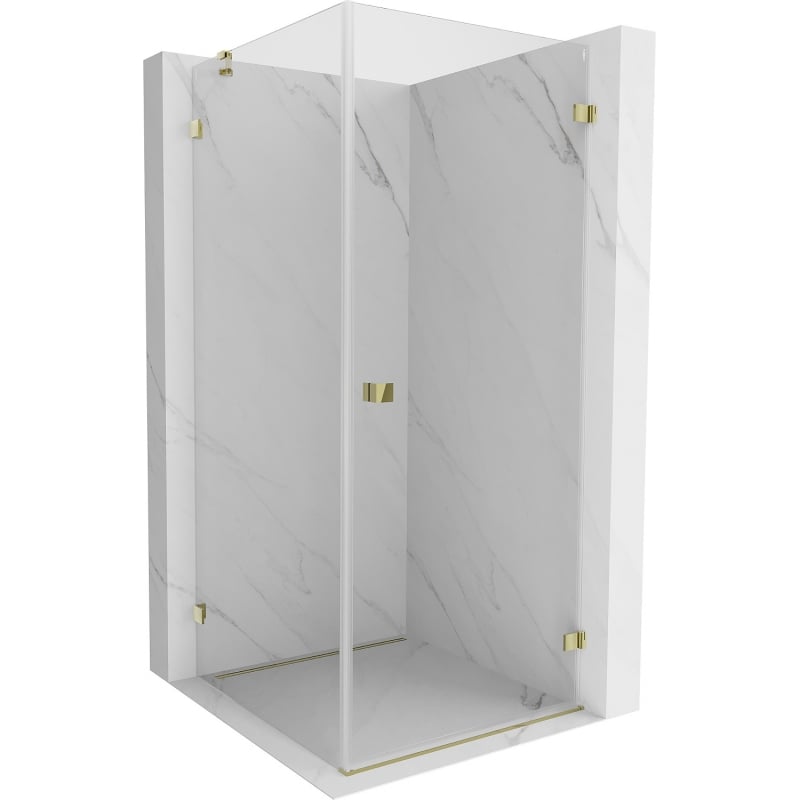 Mexen Lunar-B cabină de duș cu ușă dreaptă 80 x 80 cm, transparent, auriu - 832-080-080-50-00-P