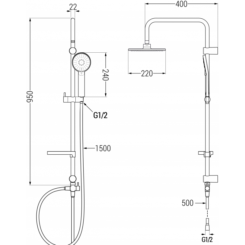 Mexen X40 zuhanyoszlop, arany - 798404091-50