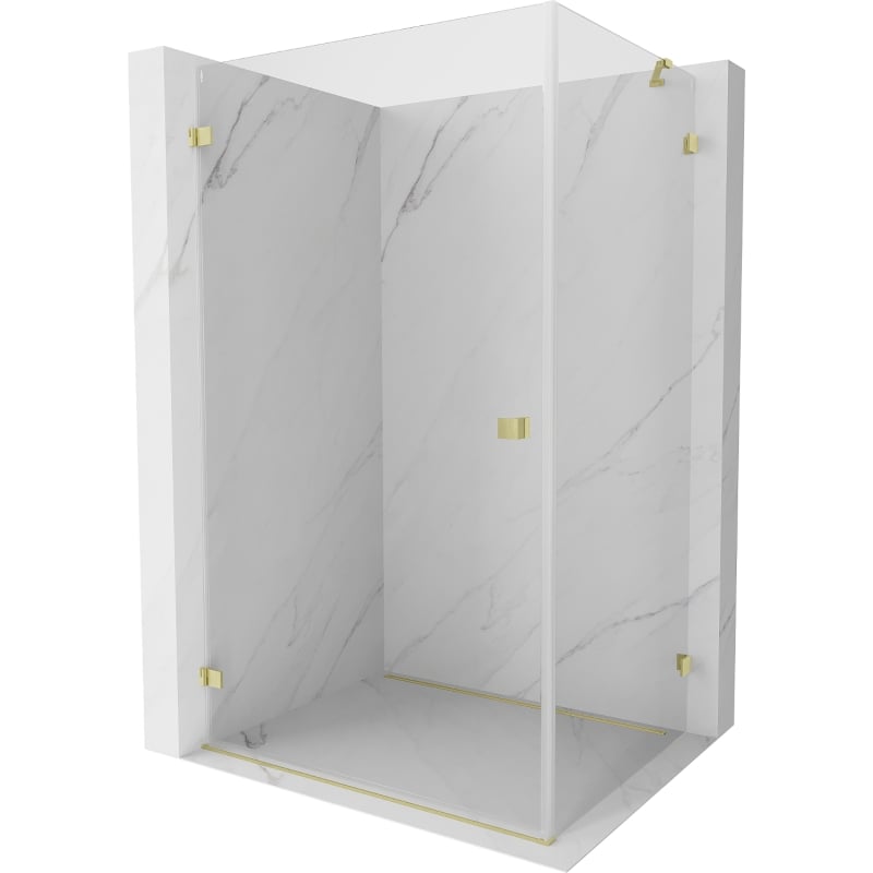 Mexen Lunar-B cabină de duș pivotantă stânga 85 x 70 cm, transparent, aurie periată - 832-085-070-55-00-L