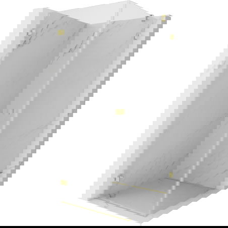 Mexen Lunar-B cabină de duș pivotantă stânga 80 x 80 cm, transparentă, auriu periat - 832-080-080-55-00-L