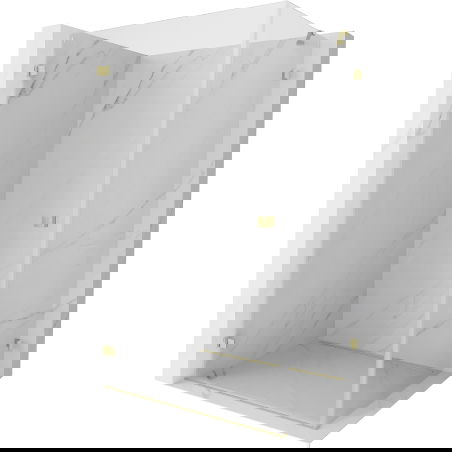 Mexen Lunar-B cabină de duș batantă stânga 100 x 80 cm, transparentă, auriu periat - 832-100-080-55-00-L