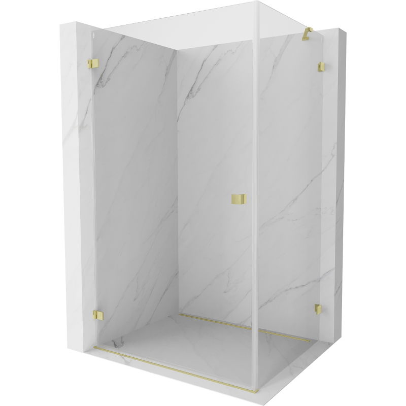 Mexen Lunar-B cabină de duș pivotantă stânga 95 x 90 cm, transparentă, auriu periat - 832-095-090-55-00-L