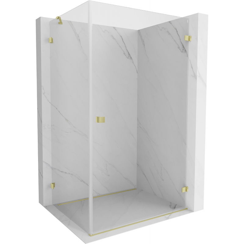 Cabină de duș Mexen Lunar-B batantă dreapta 80 x 70 cm, transparentă, auriu periat - 832-080-070-55-00-P