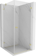 Mexen Lunar-B cabină de duș rabatabilă dreapta 80 x 80 cm, transparent, auriu periat - 832-080-080-55-00-P
