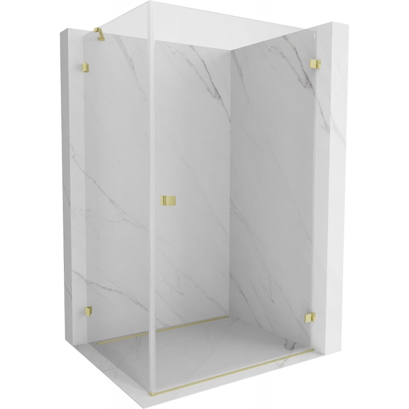 Mexen Lunar-B cabină de duș pivotantă dreapta 85 x 80 cm, transparentă, auriu periat - 832-085-080-55-00-P