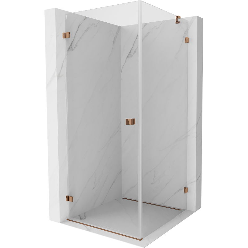 Cabină de duș rabatabilă stânga Mexen Lunar-B 70 x 70 cm, transparent, aur roz - 832-070-070-60-00-L