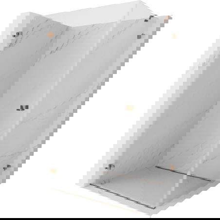 Mexen Lunar-B cabină de duș cu ușă batantă stânga 95 x 70 cm, transparent, aur roz - 832-095-070-60-00-L