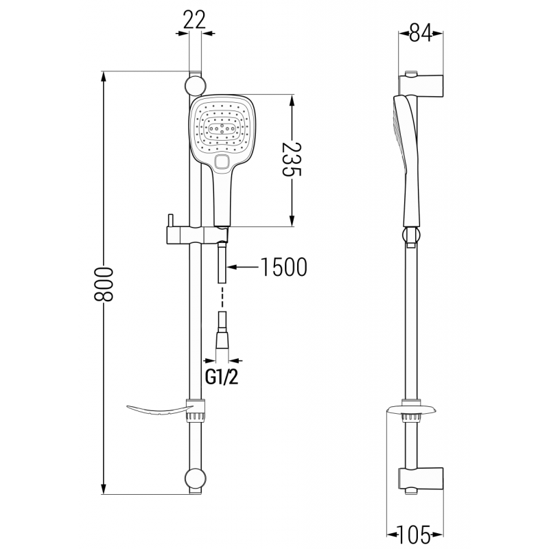 Mexen DF17 set de duș glisant, crom - 785174582-02