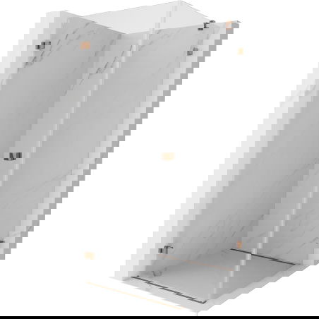 Mexen Lunar-B cabină de duș cu ușă batantă stânga 80 x 80 cm, transparent, aur roz - 832-080-080-60-00-L