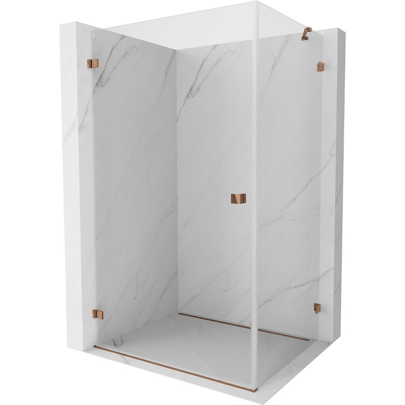 Mexen Lunar-B cabină de duș rabatabilă stânga 85 x 80 cm, transparent, aur roz - 832-085-080-60-00-L