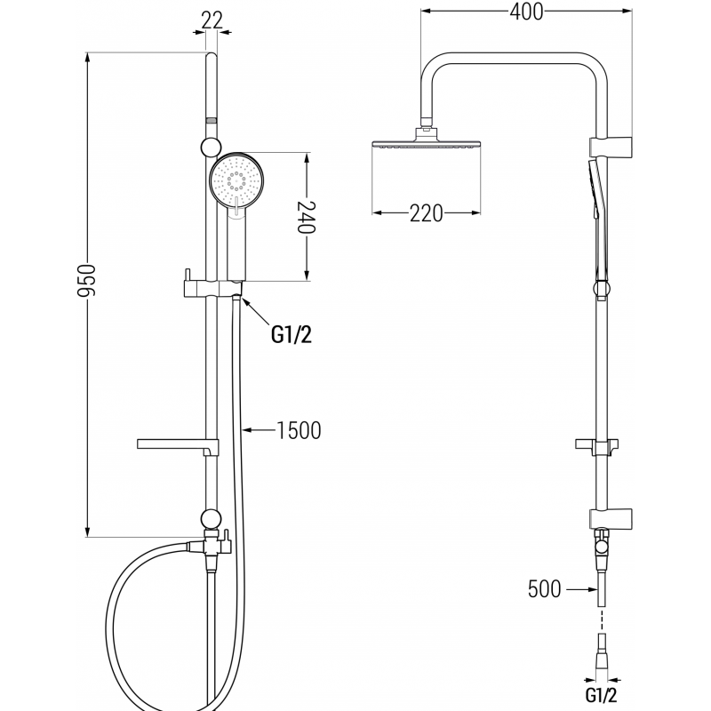 Mexen X40 coloană de duș, grafit - 7984040091-66