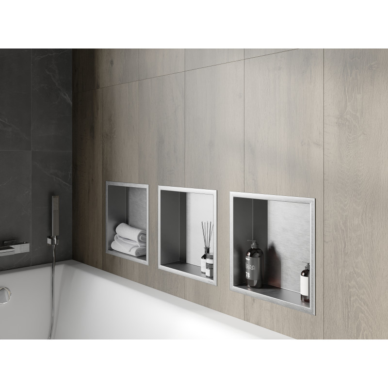 Mexen X-Wall-R 30 x 30 cm-es, peremmel rendelkező fülkeszerű polc, inox - 1910303010