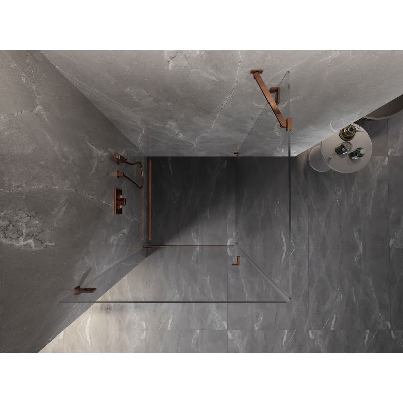 Mexen Lunar-B cabină de duș pivotantă stânga 90 x 90 cm, transparent, aur roz - 832-090-090-60-00-L