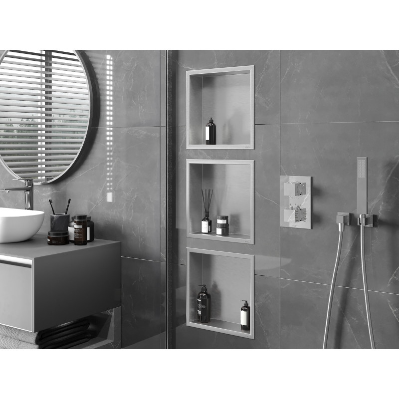 Mexen X-Wall-R raft de nișă cu flanșă 30 x 30 cm, inox - 1910303010