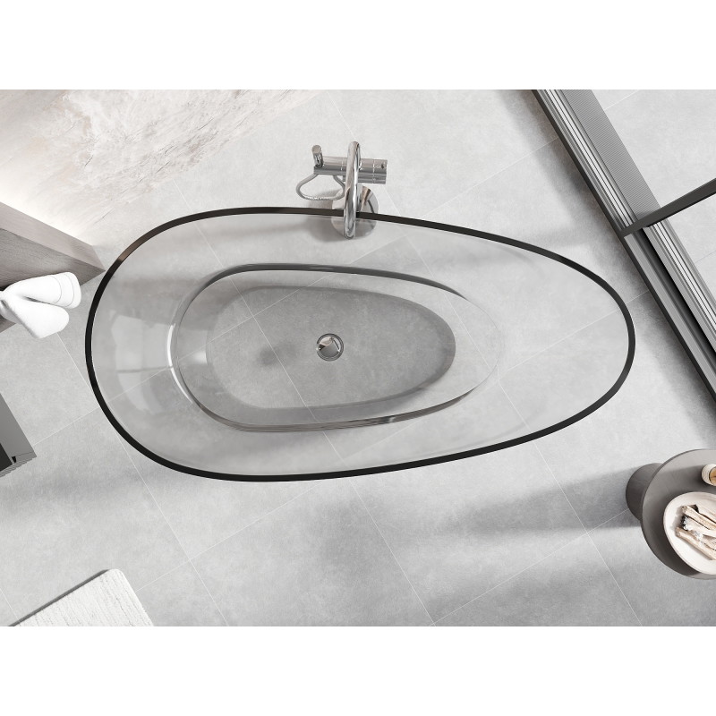 Mexen Glass cadă de baie freestanding transparentă 170 x 85 cm, clear, dop crom - 58061708508