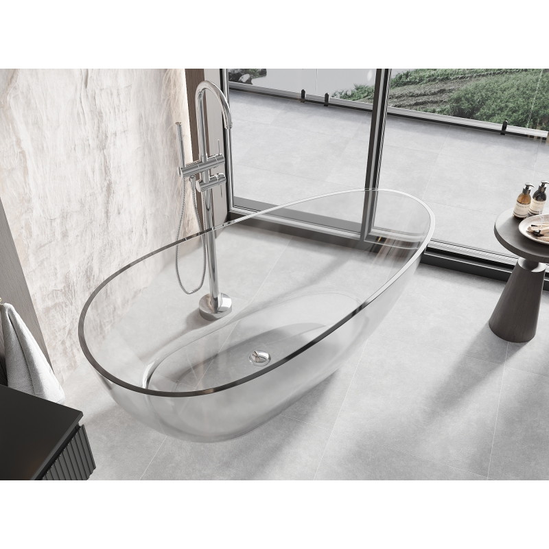 Mexen Glass cadă de baie freestanding transparentă 170 x 85 cm, clear, dop crom - 58061708508