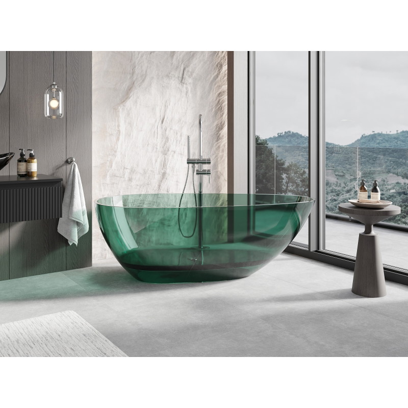 Mexen Glass cadă de sine stătătoare transparentă 170 x 85 cm, teal, dop cromat - 58061708511