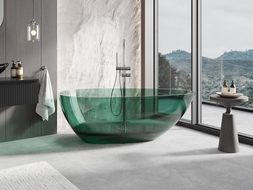 Mexen Glass teal cadă de baie independentă transparentă 170 x 85 cm, dop crom - 58061708511