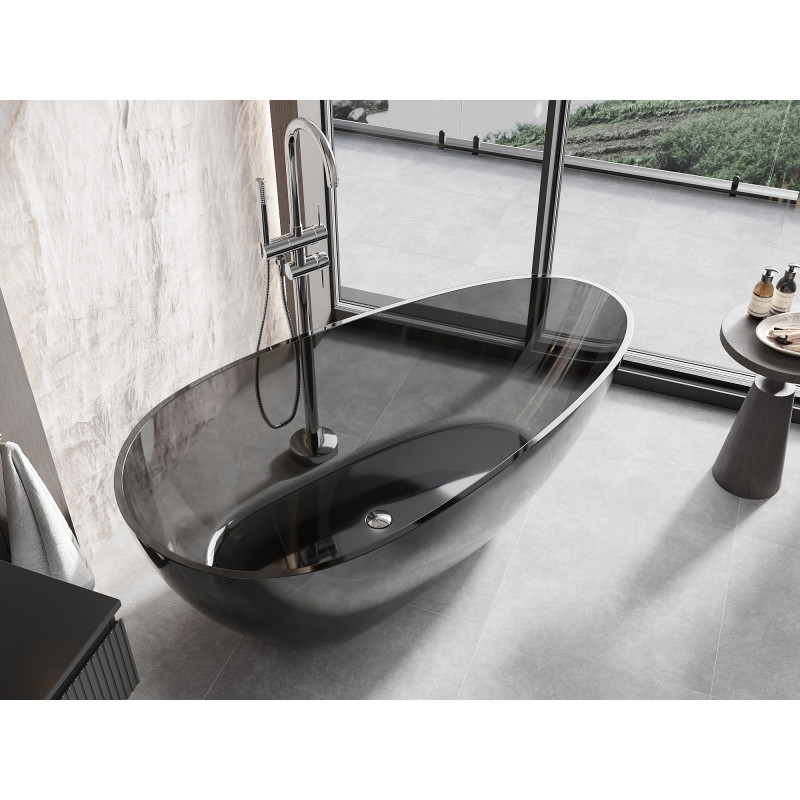 Mexen Glass cada de sine stătătoare transparentă 170 x 85 cm, negru, dop cromat - 58061708513